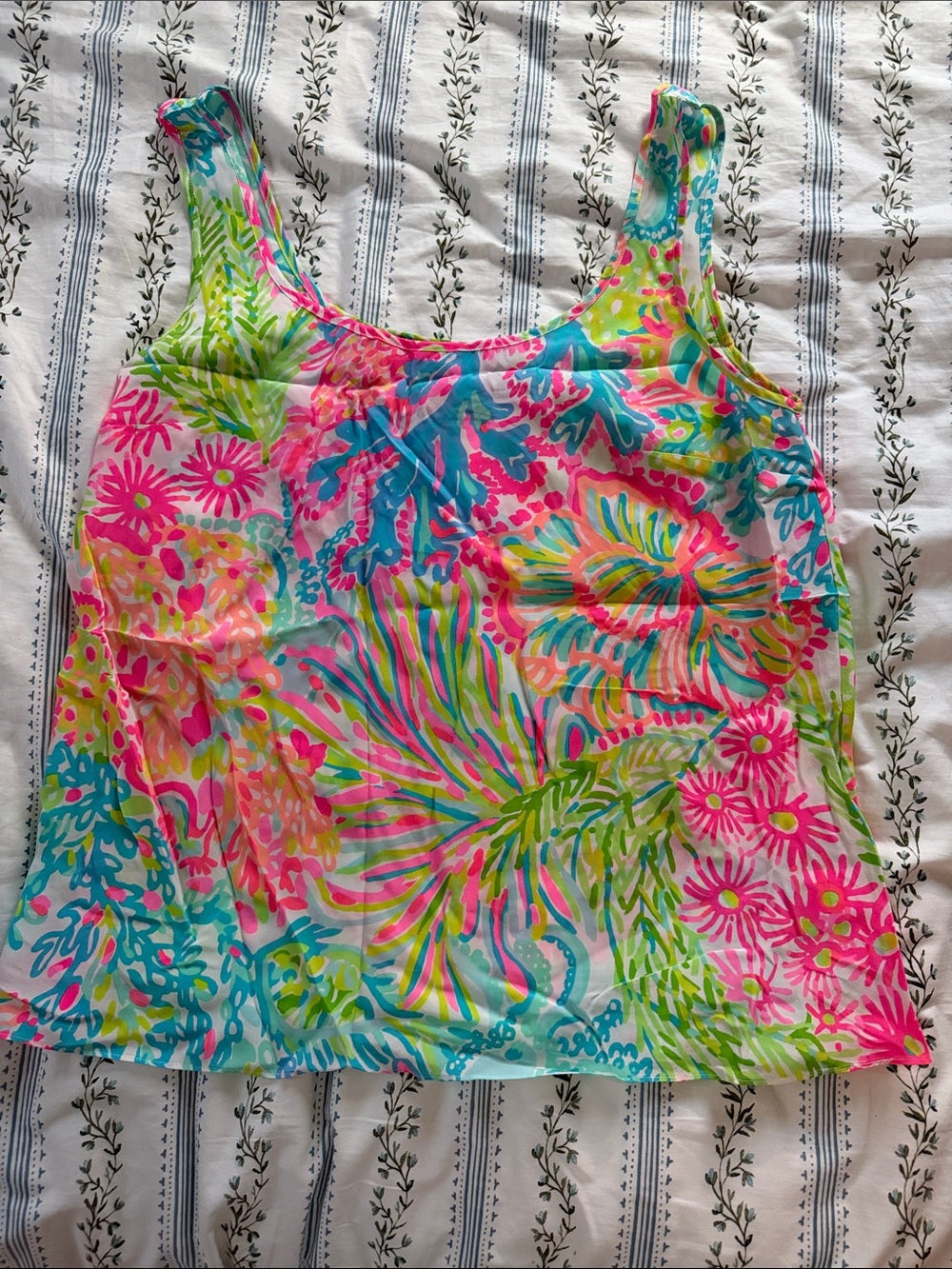 Lilly Pulitzer Bright Floral Tank in Pink, Blue & Green